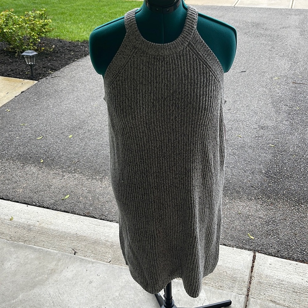 Grey Cozy Halter Knit dress